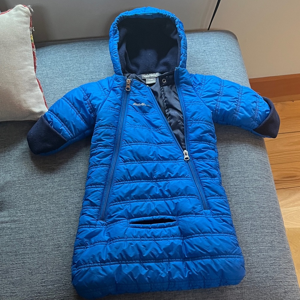 Eddie Bauer Blue Hooded Baby Snowsuit